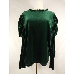 Shein Women's Velvety Green Long-Sleeved Blouse Size XL (12)
